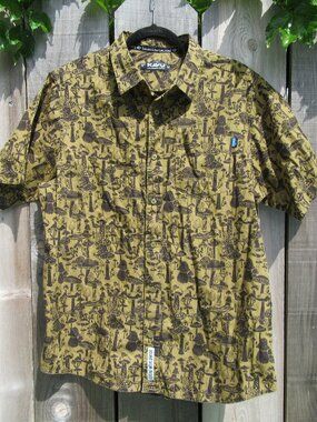 Brand New KAVU Festaruski Mushroom Seeker Button Down Shirt Size Medium